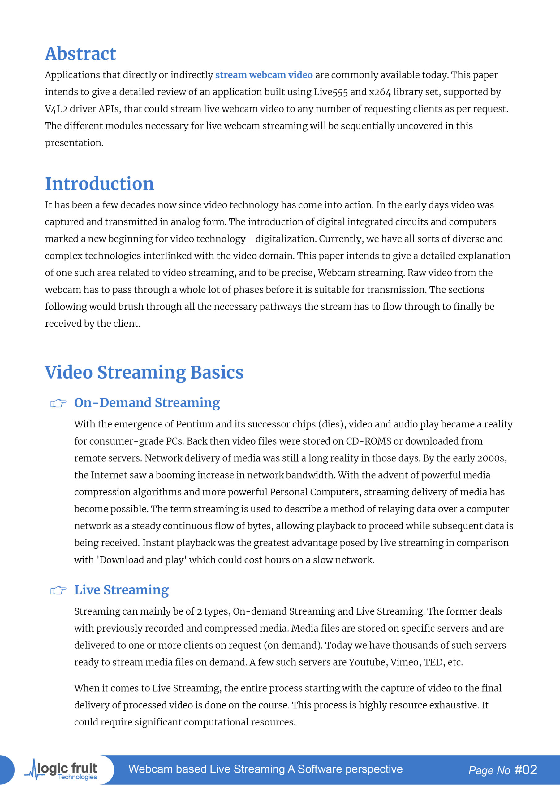 Webcam-based Live Streaming Whitepaper